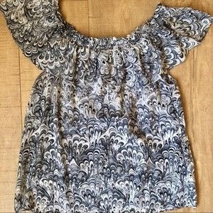 Michael Kors Off Shoulder Blouse Cotton Silk Mix